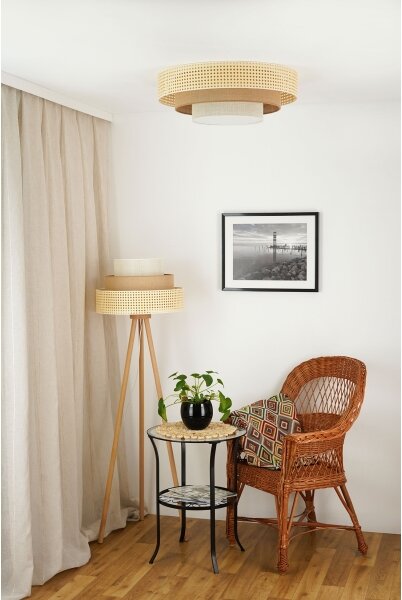 Brilagi - Plafonieră LED CEDAR LUNETA LED/26W/230V ratan/maro/crem