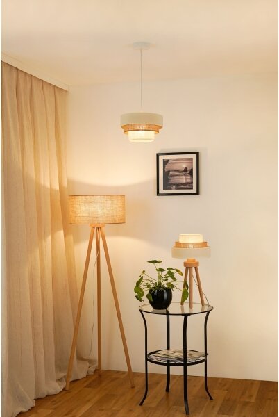 Brilagi - Lampă de masă DENVER LUNETA 1xE27/15W/230V bej/maro/crem