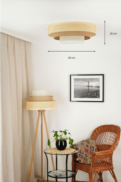 Brilagi - Plafonieră LED CEDAR LUNETA LED/26W/230V ratan/maro/crem