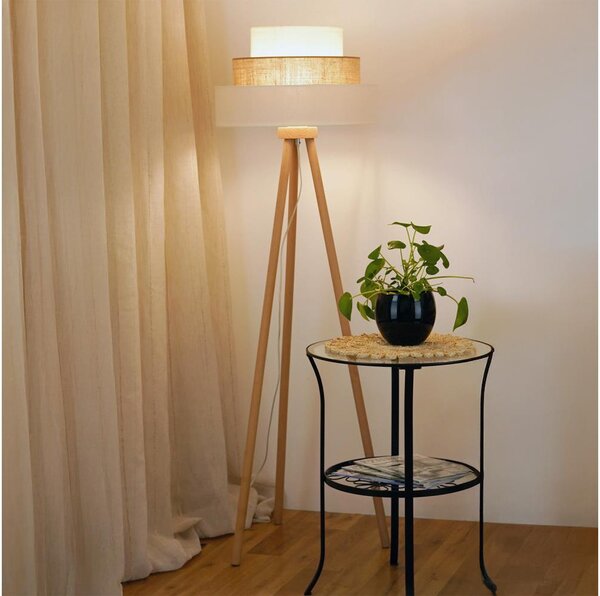 Brilagi - Lampă de podea DENVER LUNETA 1xE27/15W/230V bej/maro/crem