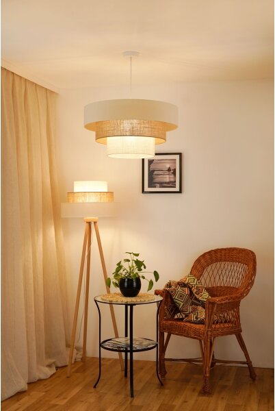 Brilagi - Lampă de podea DENVER LUNETA 1xE27/15W/230V bej/maro/crem