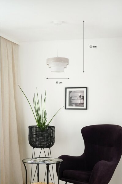 Lustră pe cablu Brilagi ALASKA LUNETA 1xE27/15W/230V d. 25 cm gri/crem