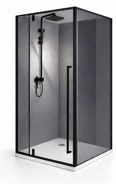 Cabina dus HYDRA 90x90 patrata, geam fumuriu securizat 6 mm, profil negru mat