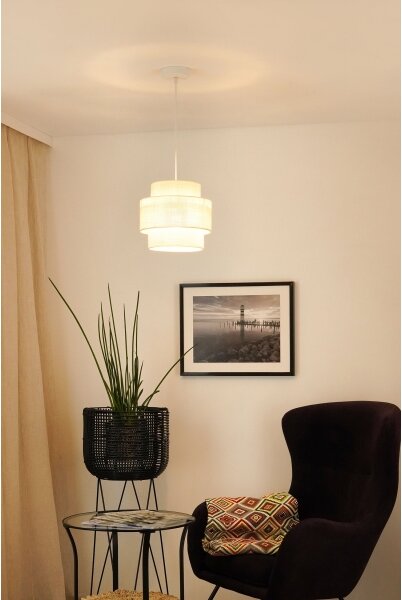 Lustră pe cablu Brilagi SPACE YUTE 1xE27/15W/230V d. 25 cm crem/alb