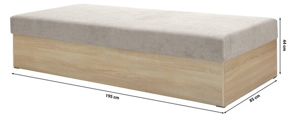 Pat de o persoană (canapea) 85 cm Idona (gri maro) (cu somieră și saltea) (cu sp. depozitare). Promo -15%. 1098586