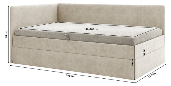 Pat matrimonial 110 cm Optoman (hnedogri) (cu somieră și saltea) (cu sp. depozitare). Promo -14%. 1098578