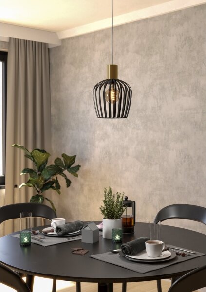 Lustră pe cablu Eglo 901036 EMPOLI 1xE27/40W/230V negru/auriu