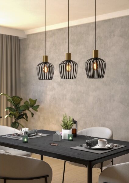 Lustră pe cablu Eglo 901037 EMPOLI 3xE27/40W/230V negru/auriu