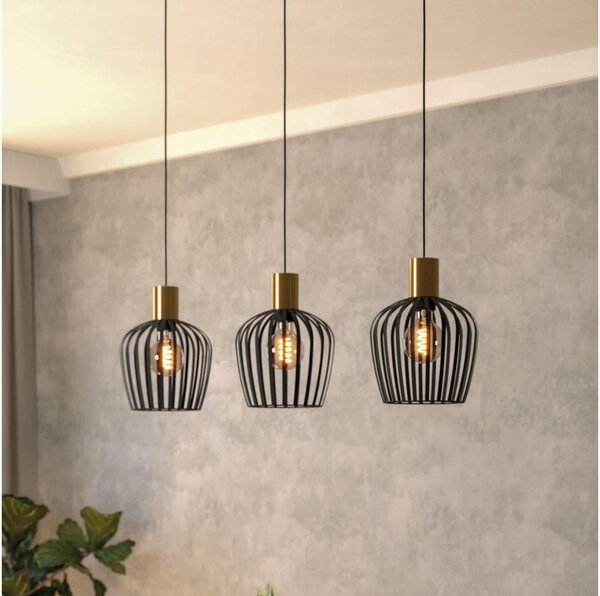 Lustră pe cablu Eglo 901037 EMPOLI 3xE27/40W/230V negru/auriu