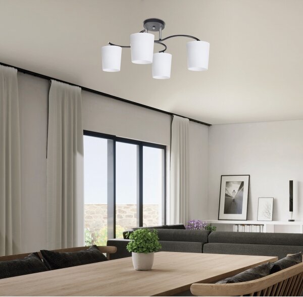 Lustră pe tijă ESNYR 4xE27/40W/230V negru/alb