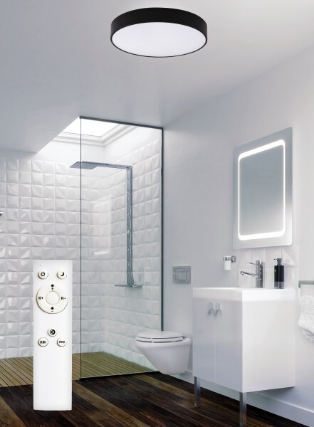 Plafonieră LED pentru baie Top Light PETAL LED/48W/230V IP44 d. 48 cm negru + telecomandă