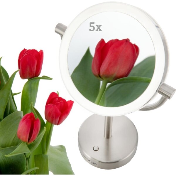 Oglindă cosmetică cu funcție de retroiluminare LED Sencor LED/5W/230V oțel inoxidabil