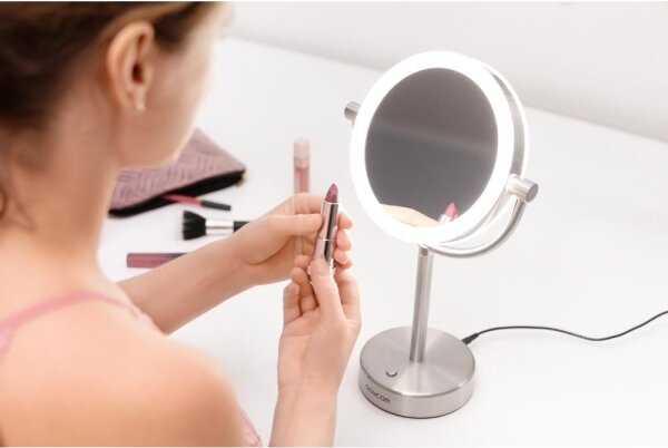 Oglindă cosmetică cu funcție de retroiluminare LED Sencor LED/5W/230V oțel inoxidabil