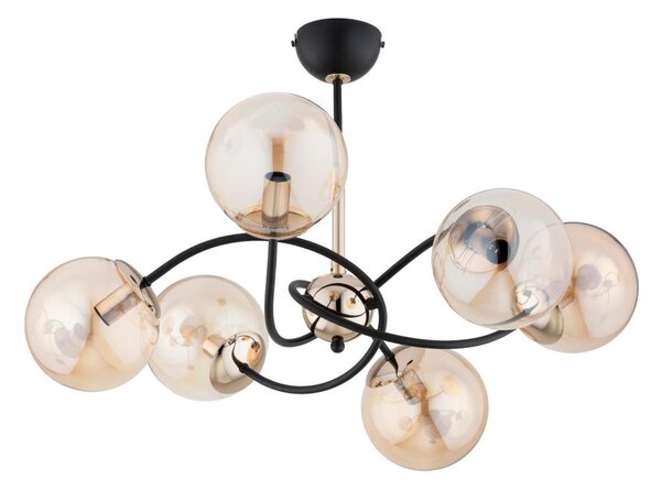 Lustră pe tijă AURORA 6xE14/10W/230V negru/auriu