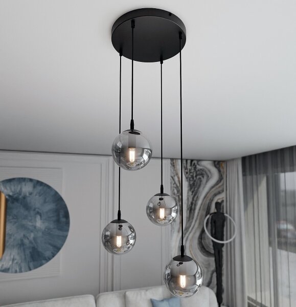 Lustră pe cablu COSMO 4xE14/10W/230V d. 40 cm negru/gri