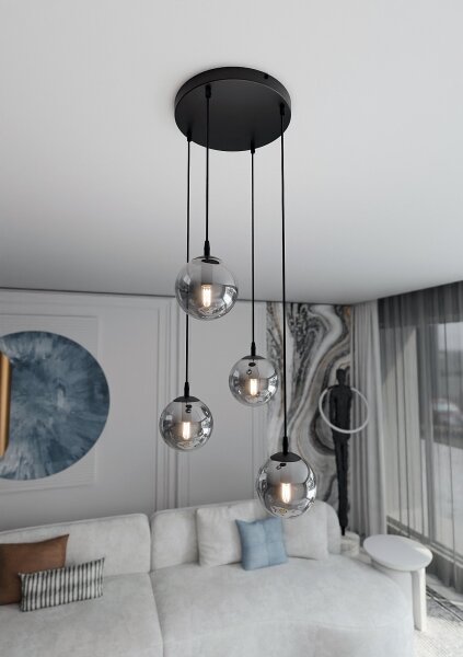 Lustră pe cablu COSMO 4xE14/10W/230V d. 40 cm negru/gri