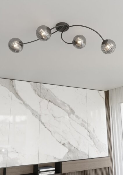 Lustră aplicată VIBRA 4xE14/10W/230V negru/gri