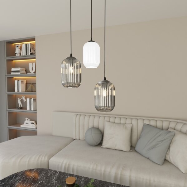 Lustră pe cablu VERDI 3xE27/15W/230V d. 30 cm negru/gri/alb