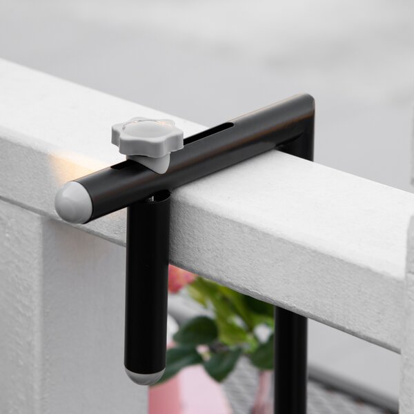 Outsunny Masă Pliabilă pentru Balustradă sau Balcon, din Metal, Reglabilă în Înălțime, 60x60x57-72cm, Negru | Aosom Romania
