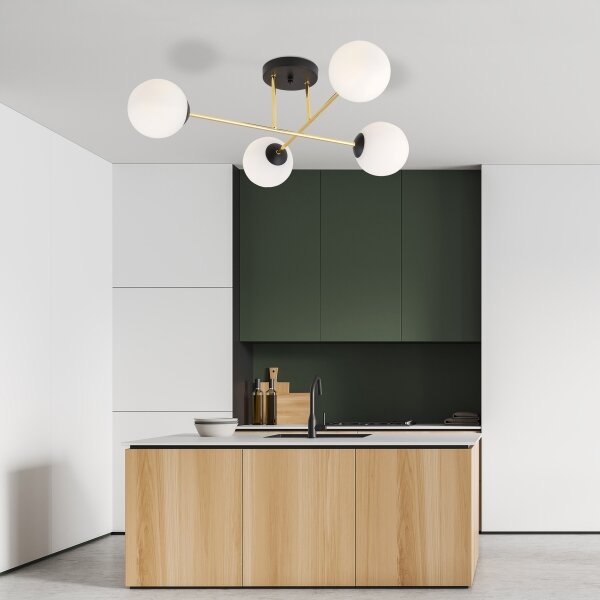 Lustră pe tijă MAGNUM 4xE14/10W/230V alb/auriu/negru