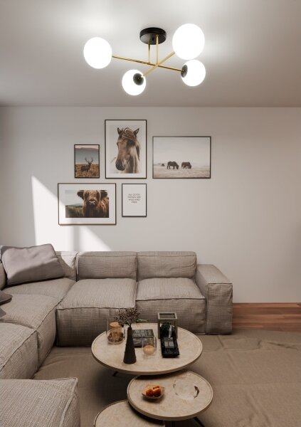 Lustră pe tijă MAGNUM 4xE14/10W/230V alb/auriu/negru