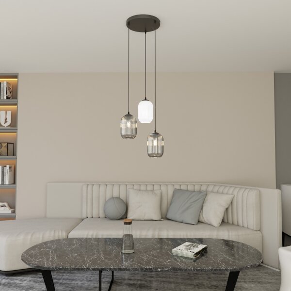 Lustră pe cablu VERDI 3xE27/15W/230V d. 30 cm negru/gri/alb