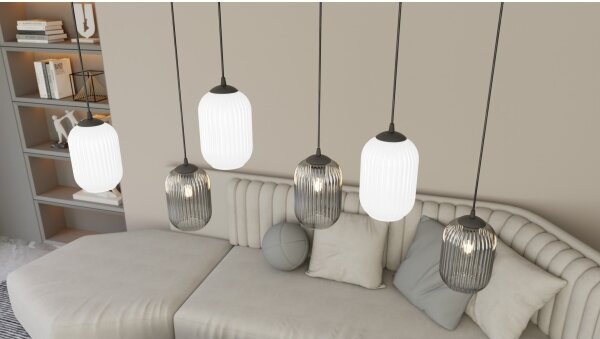Lustră pe cablu VERDI 3xE27/15W/230V d. 30 cm negru/gri/alb