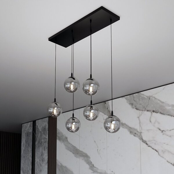Lustră pe cablu COSMO 6xE14/10W/230V negru/gri