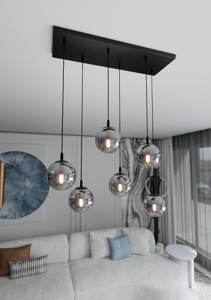 Lustră pe cablu COSMO 6xE14/10W/230V negru/gri