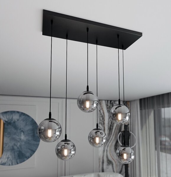 Lustră pe cablu COSMO 6xE14/10W/230V negru/gri