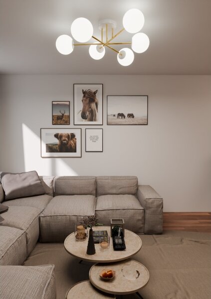 Lustră pe tijă MAGNUM 6xE14/10W/230V alb/auriu