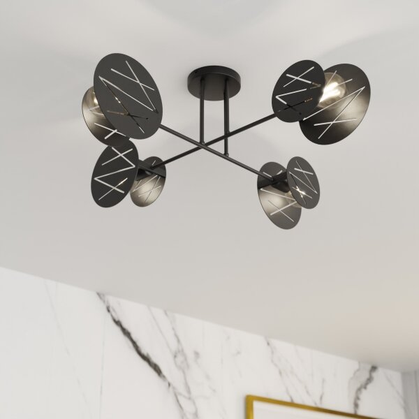Lustră pe tijă FRICK 4xE27/15W/230V negru