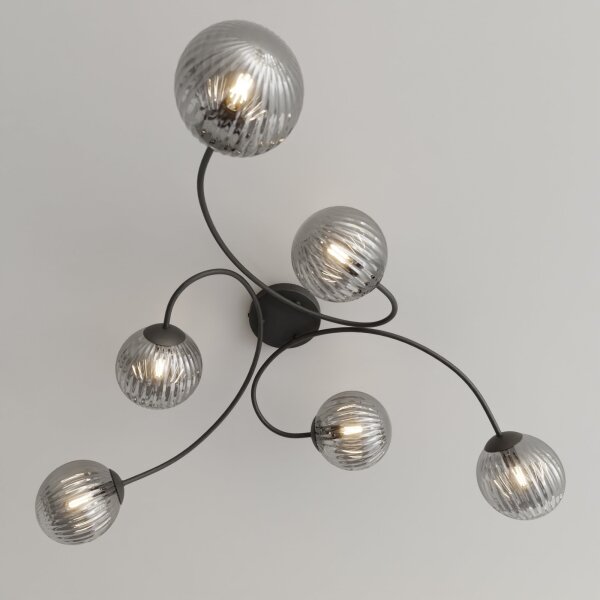 Lustră aplicată VIBRA 6xE14/10W/230V negru/gri