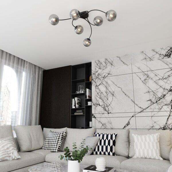 Lustră aplicată VIBRA 6xE14/10W/230V negru/gri