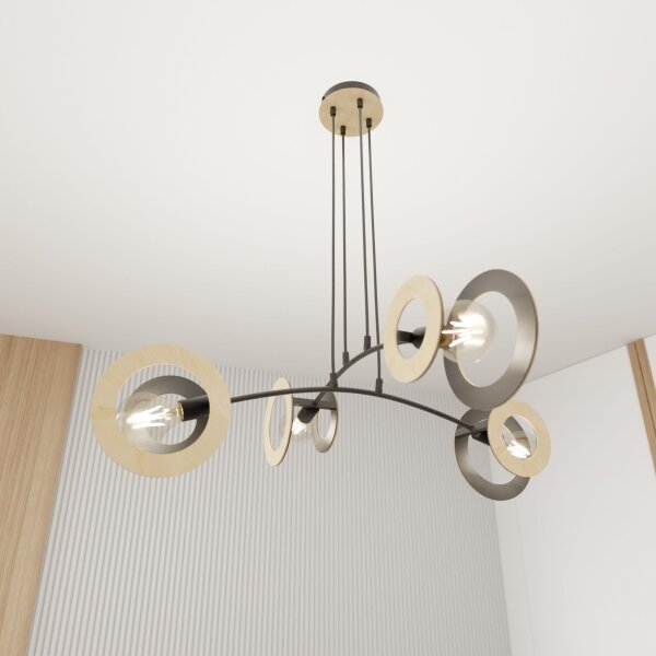 Lustră pe cablu SKIVA 4xE27/15W/230V negru/bej