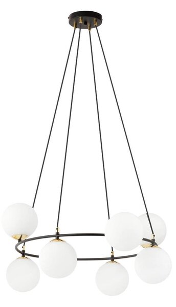Lustră pe cablu AZURA 8xE14/10W/230V negru/alb