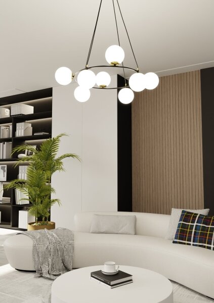 Lustră pe cablu AZURA 8xE14/10W/230V negru/alb