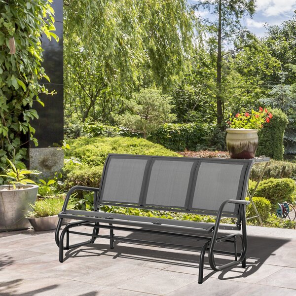 Outsunny Bancă Balansoar de Exterior pentru 3 Persoane, din Metal și Tesătură Rezistentă, 151x75x85cm, Culoare Gri | Aosom Romania