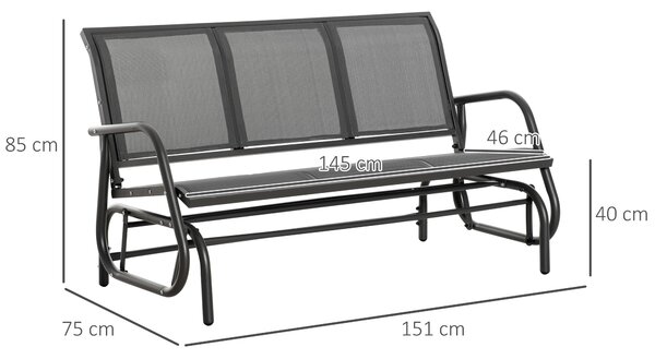 Outsunny Bancă Balansoar de Exterior pentru 3 Persoane, din Metal și Tesătură Rezistentă, 151x75x85cm, Culoare Gri | Aosom Romania