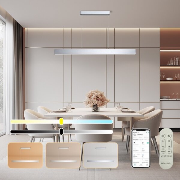 BRILAGI-LED Setabilit lustră SLEEKLINE SMART LED/40W/230V Wi-Fi Tuya argintiu+DO