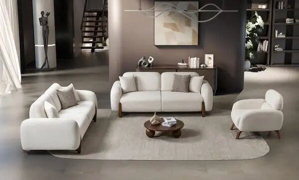 Set canapea semiextensibila si 2 fotolii Boucle Belize