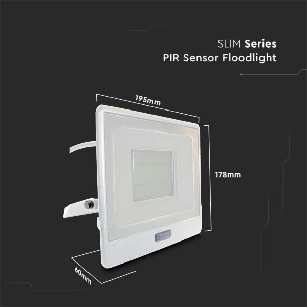 Proiector LED cu senzor LED/50W/230V 4000K IP65 alb