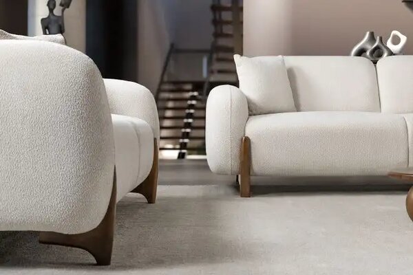 Set canapea semiextensibila si 2 fotolii Boucle Belize