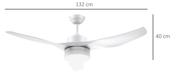 HOMCOM Ventilator de Tavan cu Lumini LED, 3 Moduri de Iluminare, Design Modern, Φ132x40 cm, Alb | Aosom Romania