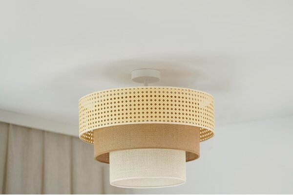Brilagi - Plafonieră CEDAR LUNETA 1xE27/15W/230V pr. 45 ratan maro/crem
