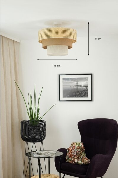 Brilagi - Plafonieră CEDAR LUNETA 1xE27/15W/230V pr. 45 ratan maro/crem