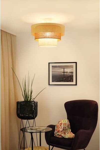 Brilagi - Plafonieră CEDAR LUNETA 1xE27/15W/230V pr. 45 ratan maro/crem
