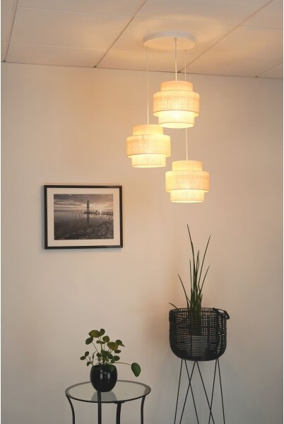 Lustră pe cablu Brilagi SPACE YUTE 3xE27/15W/230V crem/alb