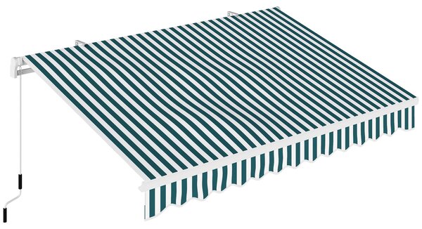 Outsunny Copertină Retractabilă cu Braț Pliabil și Protecție UV, 395x 245 cm, Verde și Alb | Aosom Romania