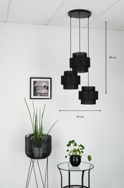 Lustră pe cablu Brilagi SPACE YUTE 3xE27/15W/230V negru